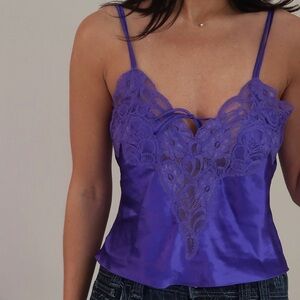Vintage Victoria’s Secret gold label purple lace cropped tank